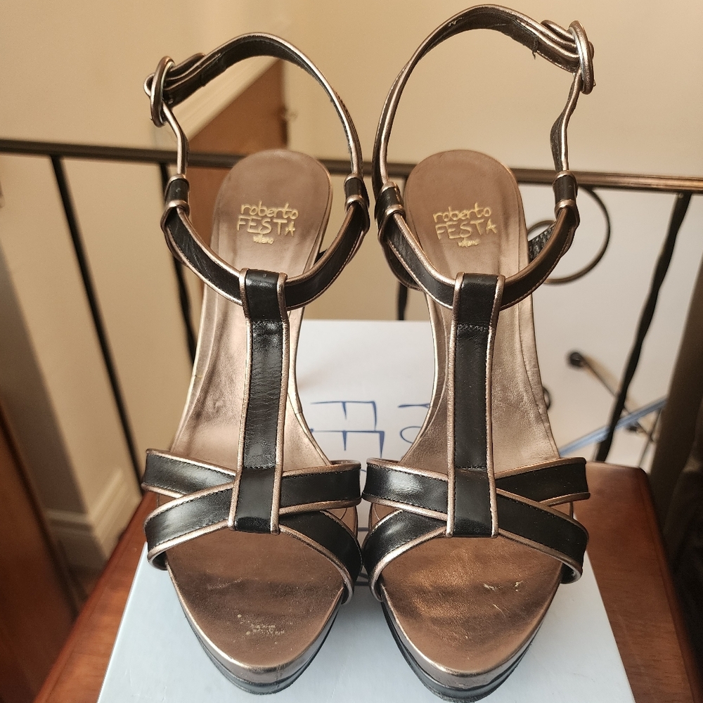 Roberto Festa Milano slingback heels black/bronze, 38.5